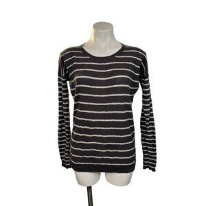 Vince Womens Gray & White Striped Long Sleeve Sweater - Size S